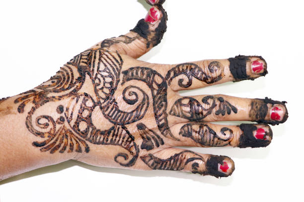istock Popular Mehndi Designs for Hands or Hands painted with Mehandi Indian traditions 1142574936