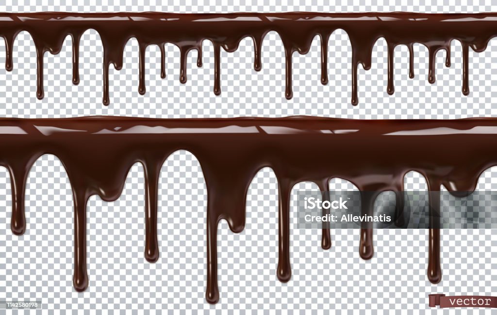 Dripping chocolate. Melt drip. 3d realistic vector, seamless pattern Chocolate stock vector