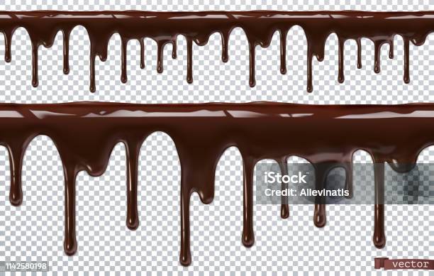 Dripping Chocolate Melt Drip 3d Realistic Vector Seamless Pattern Stock Illustration - Download Image Now