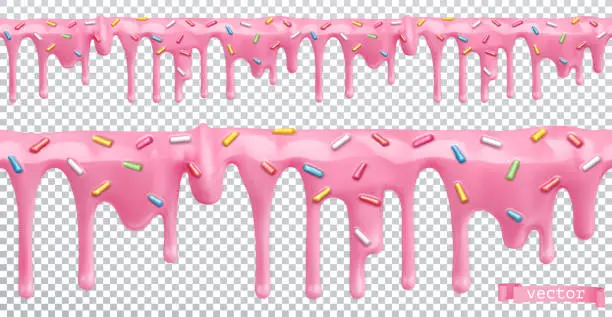 Vector illustration of Doughnut glaze. Sweet cream. Seamless pattern. 3d realistic vector