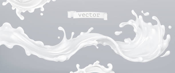 ilustraciones, imágenes clip art, dibujos animados e iconos de stock de splash de leche 3d vector realista. el diseño del paquete - hurricane cocktail