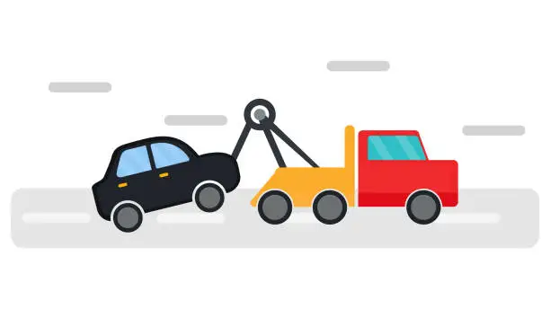 Vector illustration of Towing Truck With Car Icon