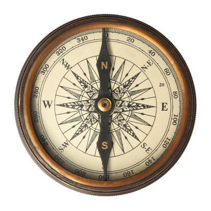 Antique Compass isolated on white