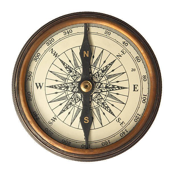 Brass and copper antique compass  stock photo