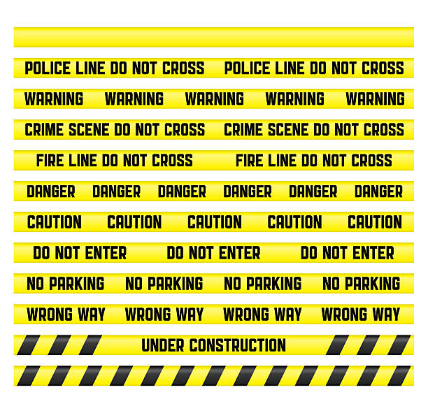Police line tapes with a blank isolated