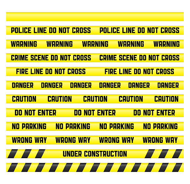 Police line tapes with a blank isolated Main warning signs with a blank tape to create your own. Tapes are made so that it was easy to make a pattern of any size. Clipping path included for all tapes. no parking sign photos stock pictures, royalty-free photos & images