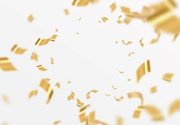 stockillustraties, clipart, cartoons en iconen met vallende glanzende gouden confetti geïsoleerd op witte achtergrond. - gold confetti