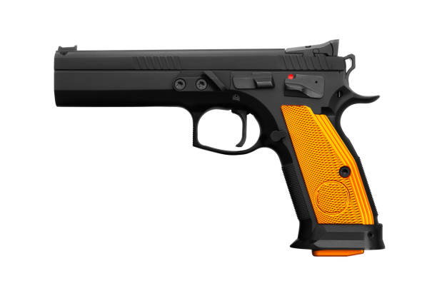 istock black gun pistol isolated on white background 1142587679