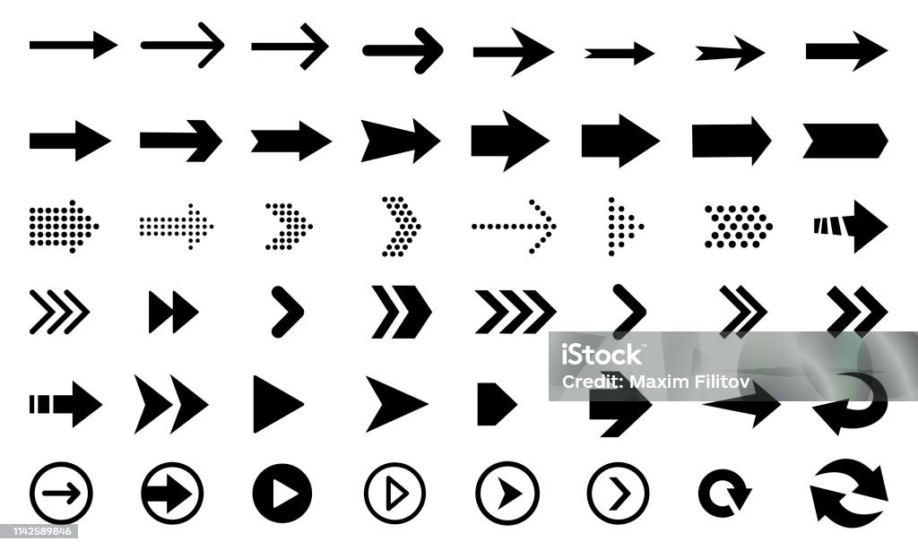 黑色箭頭和方向指標的大集合 - 免版稅箭頭符號圖庫向量圖形