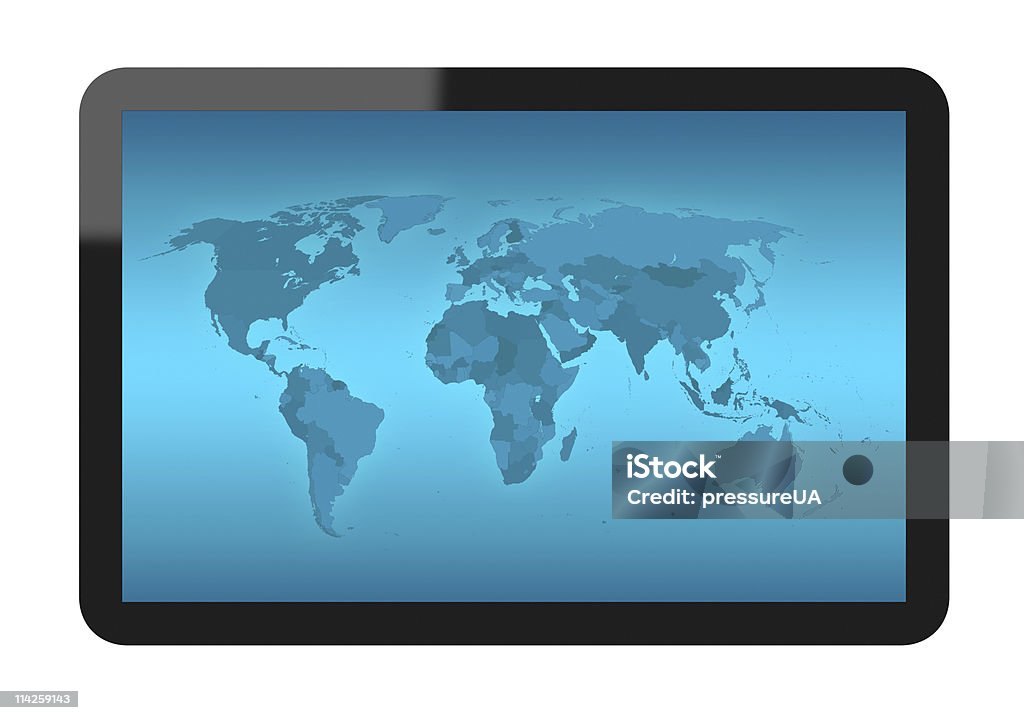 Mappa del mondo su Tablet PC - Foto stock royalty-free di Affari internazionali