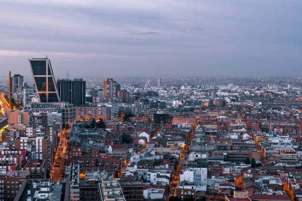 istock Castellana and Madrid skyline from above 1142593215