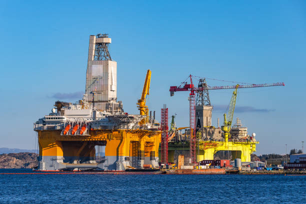 istock Oil platforms under maintenance near Bergen, Norway. 1142593801