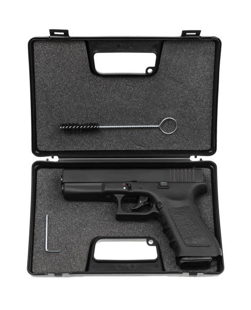 istock Black case for guns isolated for white background 1142594820