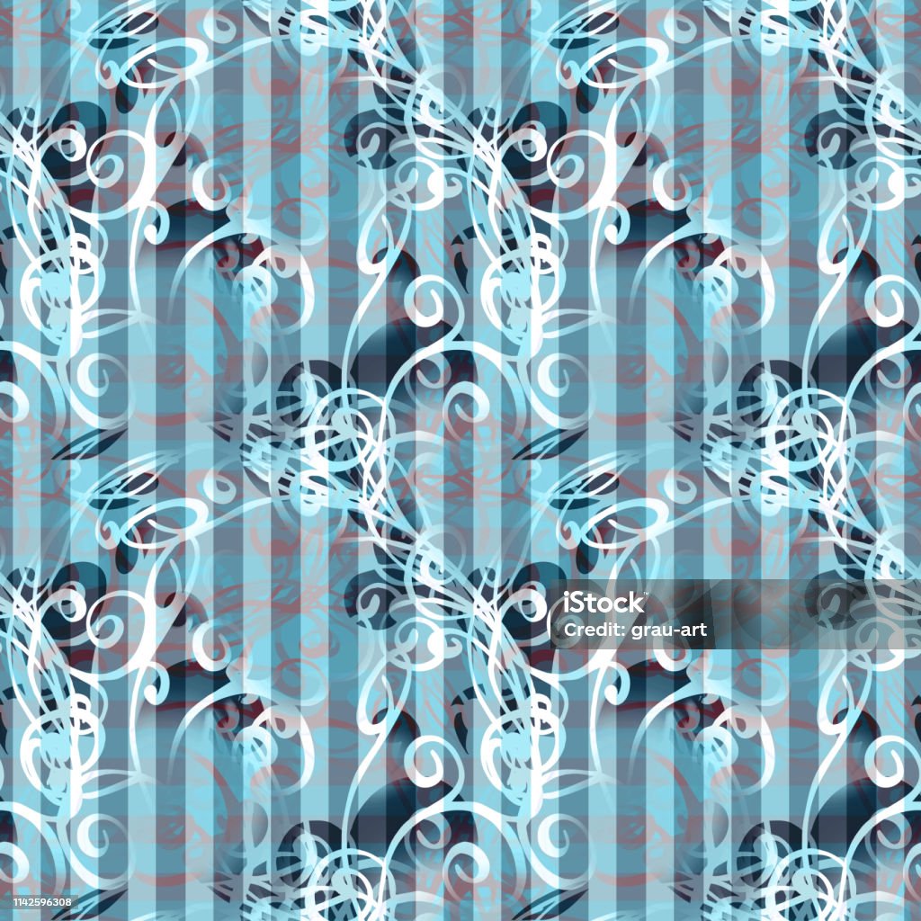 Swirl Retro Seamless Pattern. Artistic Background. Abstract stock illustration