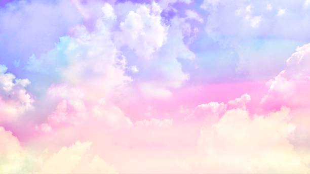 パステル曇りの空 - 青 写真 ストックフォトと画像