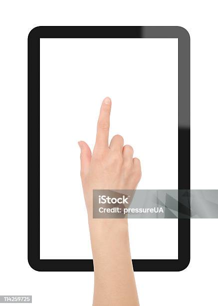 손으로 누르면 태블릿 Pc HDTV에 대한 스톡 사진 및 기타 이미지 - HDTV, 가리키기, 감각 지각