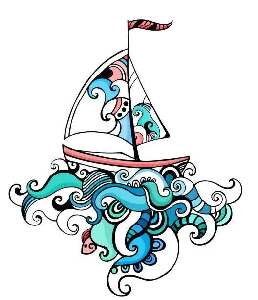 Vector illustration of sailboat