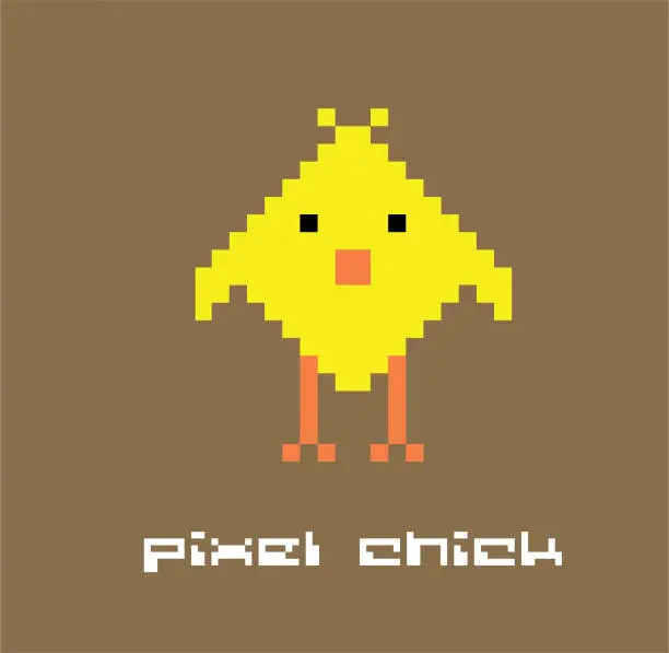 Vector illustration of Pixel chick