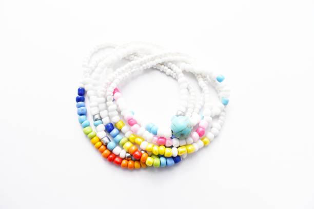 istock Glass Beads Bracelet Rainbow on White Background 1142601215