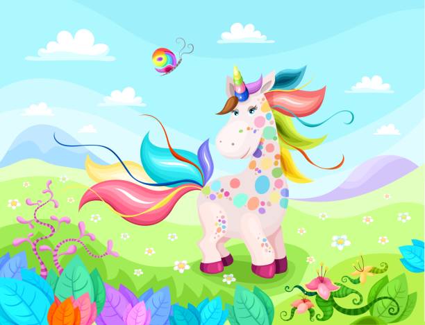 magic unicorn vector art illustration