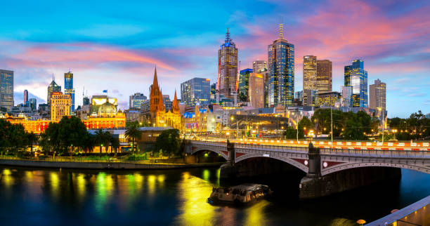 istock Panorama view of Melbourne city with princes bridge 1142607749