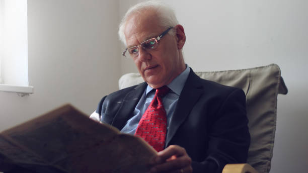 Senior man read newspaper