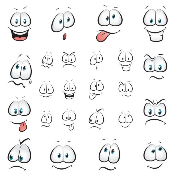 stockillustraties, clipart, cartoons en iconen met cartoon emotions - een gek gezicht trekken