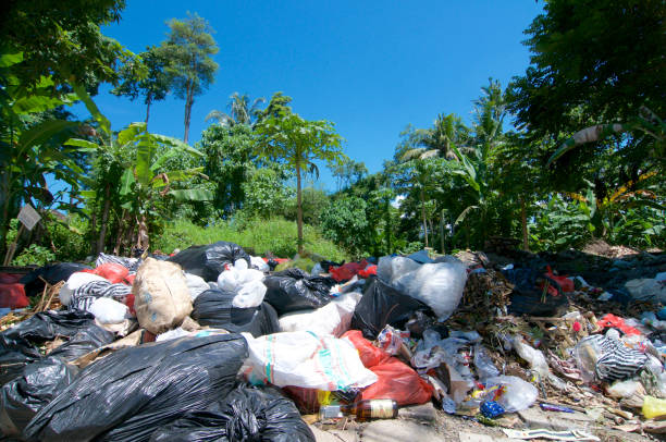 バリ島ウブドにある野外ごみ収集センター - metal recycling center ストックフォトと画像