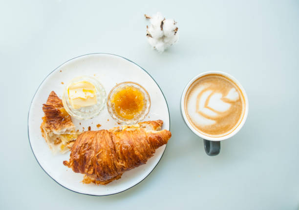 istock Flat lay of fresh french breakfast. 1142620744
