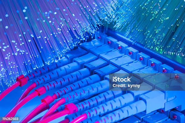 Servers And Hardwares In An Internet Data Center Stock Photo - Download Image Now - Color Image, Computer Cable, Computer Network