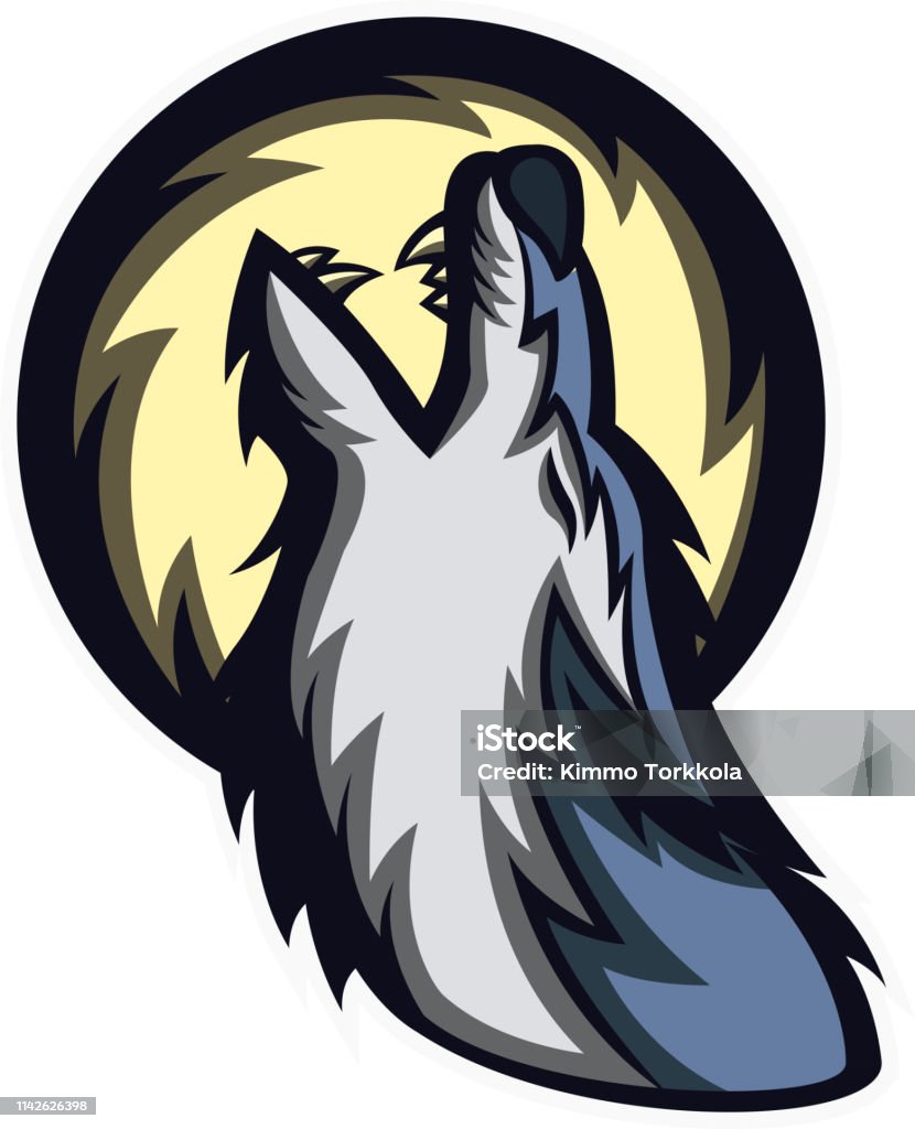Sói Hú Lên Logo Linh Vật Mặt Trăng Hình minh họa Sẵn có - Tải ...