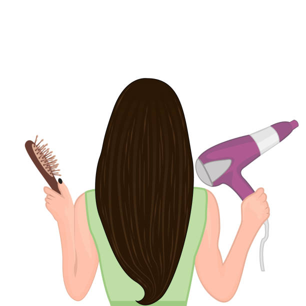 A Girl Brushing Her Hair Vector Illustration Stock Illustration - Download  Image Now - Women, Brushing, Hair - iStock
