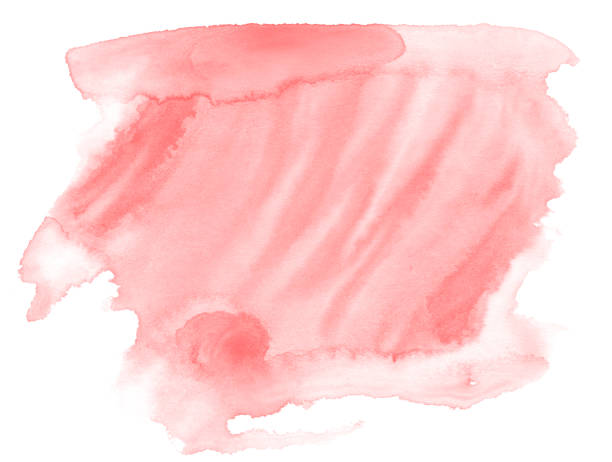 istock Light red, pink watercolor hand-drawn isolated wash stain on white background for text, design. 1142628074