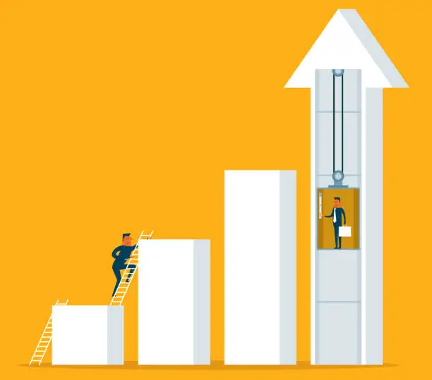 Vector illustration of Businessman - Elevator