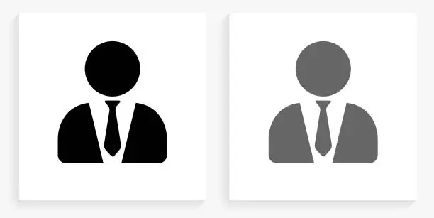 Vector illustration of Lawyer Black and White Square Icon