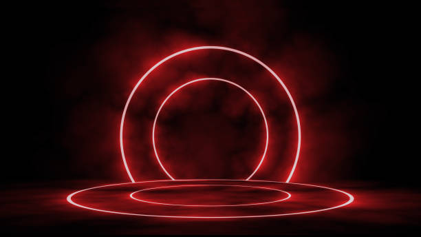 istock 3d render, glowing lines, neon lights, tunnel, abstract background, virtual reality, round portal, arch, spectrum vibrant colors, laser show 1142630382