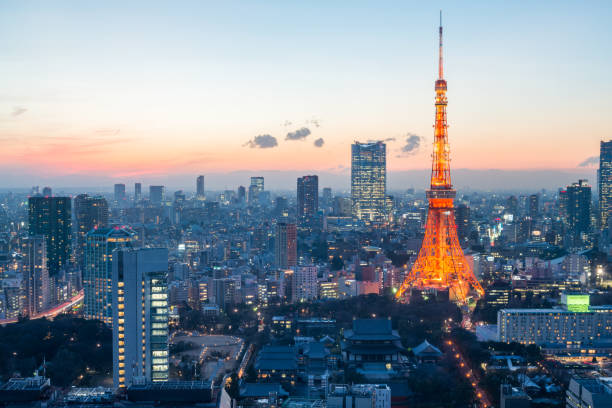 istock Blue hour on Tokyo city and light up Tokyo tower 1142630401