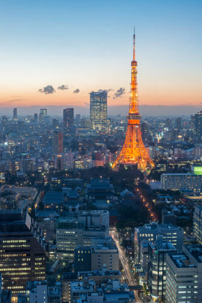 istock Blue hour on Tokyo city and light up Tokyo tower 1142630432