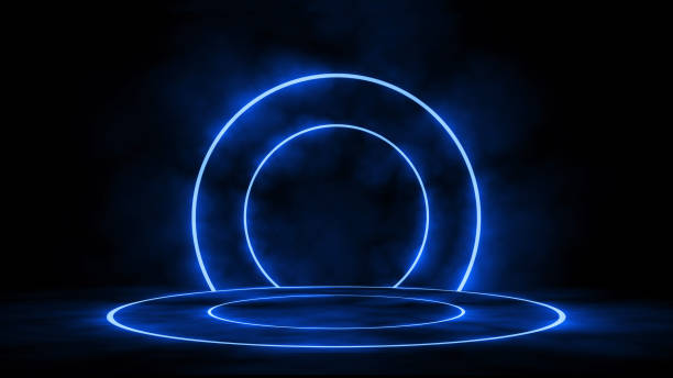 istock 3d render, glowing lines, neon lights, tunnel, abstract background, virtual reality, round portal, arch, spectrum vibrant colors, laser show 1142630493