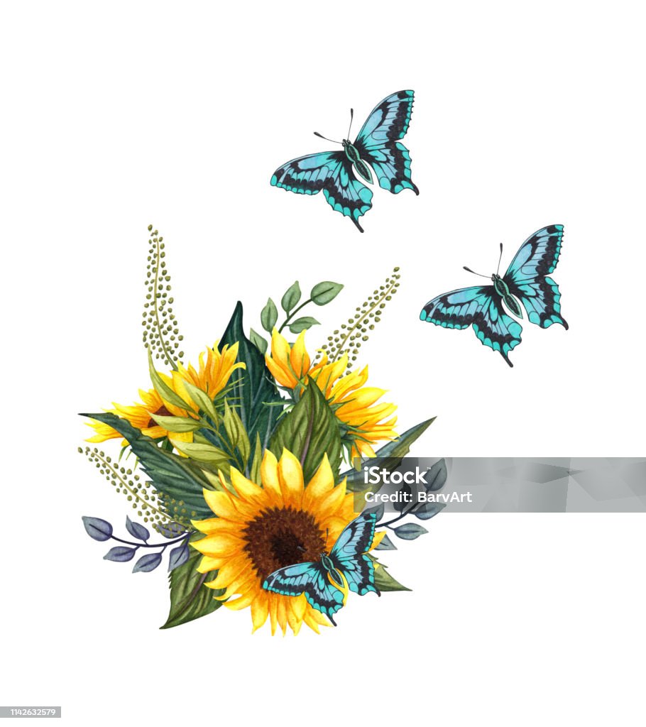 Bộ Sưu Tập Hoa Đẹp Với Hoa Hướng Dương Lá Cành Lá Dương Xỉ Bó Hoa ...