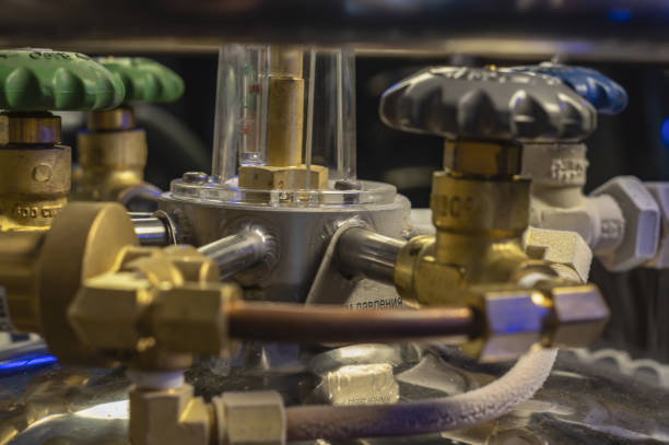 istock ice on the metal after open valve of liquid nitrogen 1142632986