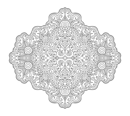 Linned Pattern Color Page Coloring Book Page With Vintage Linear Pattern Stock Illustration ...