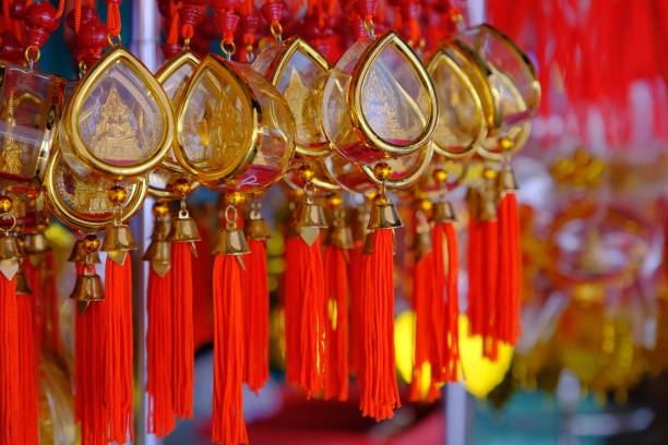 istock Hanging amulet in Thai temple 1142636223