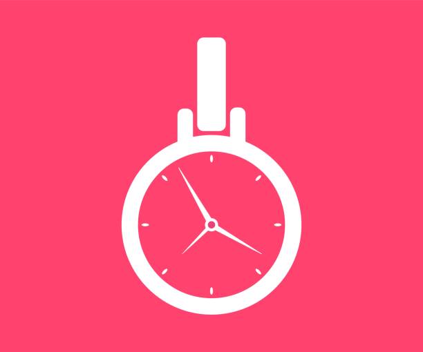 ポケットウォッチのアイコン。フラットスタイルのベクターイラスト。 - clock vector checking the time red点のイラスト素材／クリップアート素材／マンガ素材／アイコン素材
