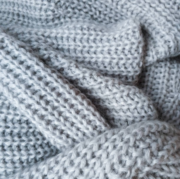 istock The texture of knitted gray fabric. 1142639278