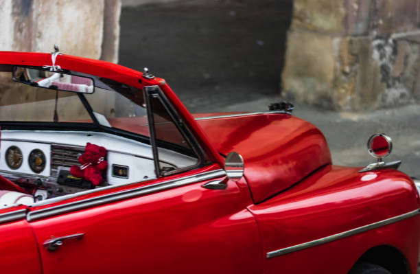 istock Red classic American classic car, intentional soft focus, close up. 1142639512