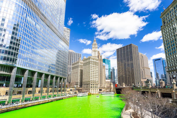 istock Dyeing River Chicago St' Partick Day. 1142639598