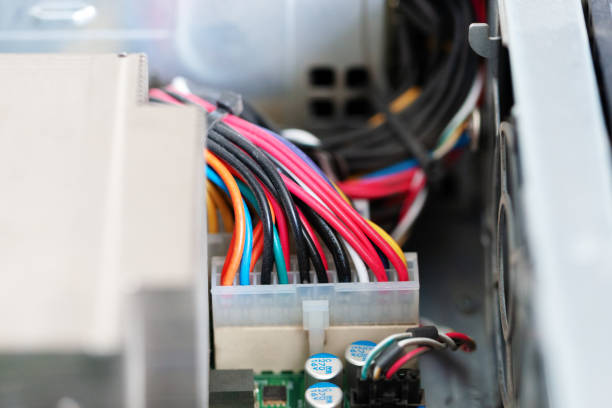 istock power wires connector at server motherboard. close up. 1142640791