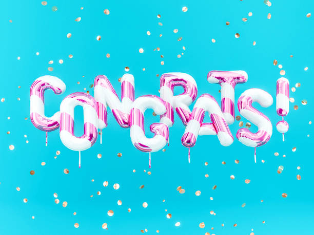 istock Congrats text with golden confetti. Congratulations banner 1142643548