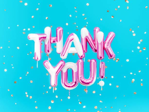 istock Thank You text sign art creative colors balloons 1142643610
